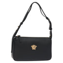 VERSACE Shoulder Bag Leather Black Gold Auth 130265-1