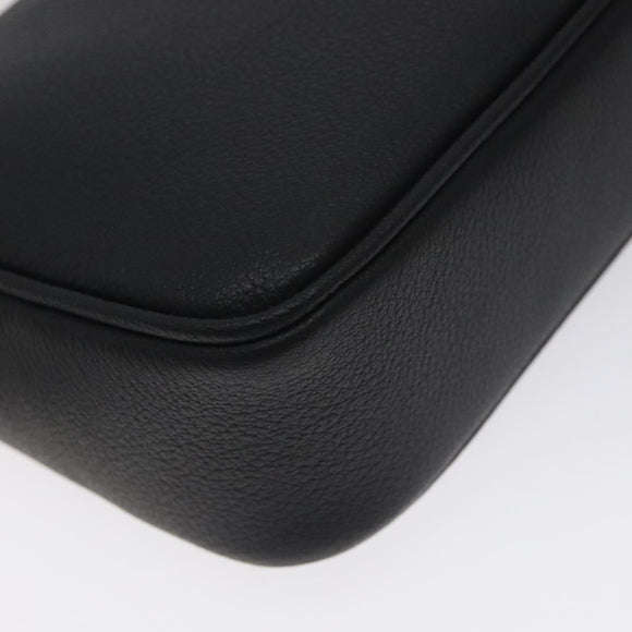 VERSACE Shoulder Bag Leather Black Gold Auth 130265