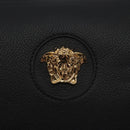 VERSACE Shoulder Bag Leather Black Gold Auth 130265-19