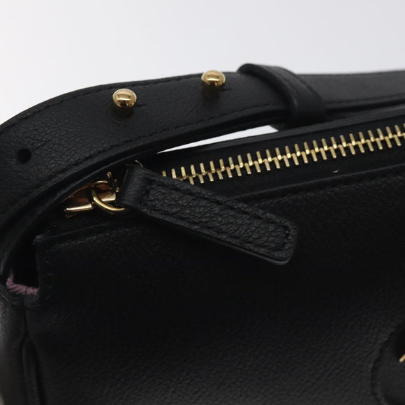 VERSACE Shoulder Bag Leather Black Gold Auth 130265