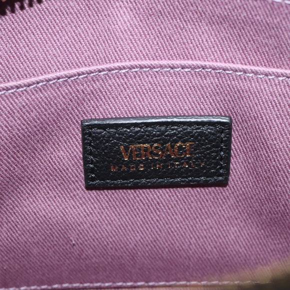 VERSACE Shoulder Bag Leather Black Gold Auth 130265