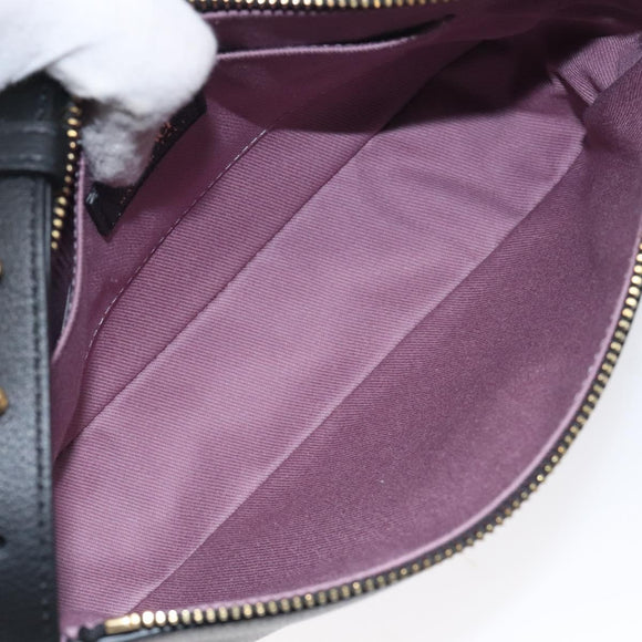 VERSACE Shoulder Bag Leather Black Gold Auth 130265