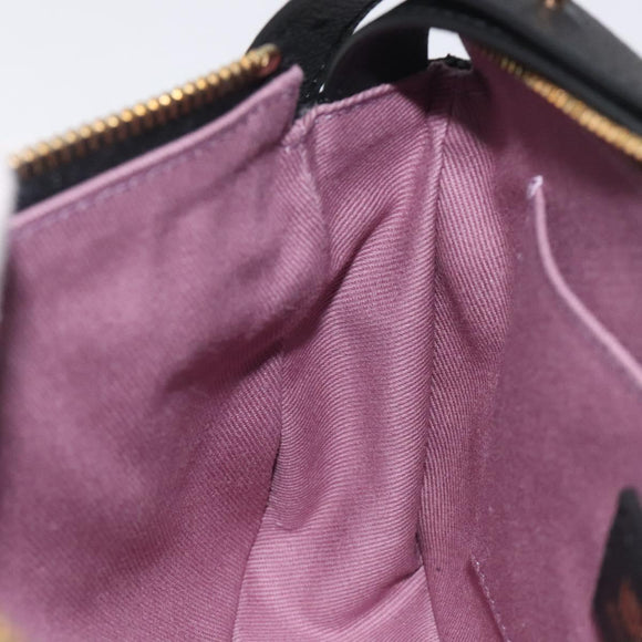 VERSACE Shoulder Bag Leather Black Gold Auth 130265