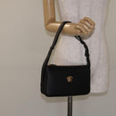 VERSACE Shoulder Bag Leather Black Gold Auth 130265-23