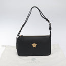 VERSACE Shoulder Bag Leather Black Gold Auth 130265-12