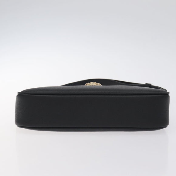 VERSACE Shoulder Bag Leather Black Gold Auth 130265