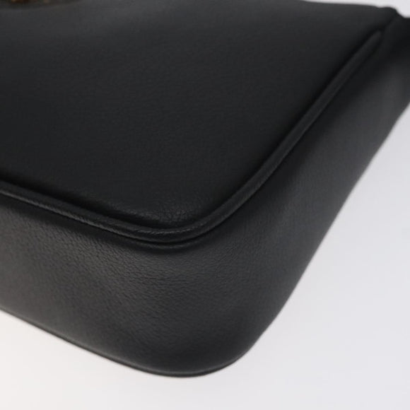 VERSACE Shoulder Bag Leather Black Gold Auth 130266