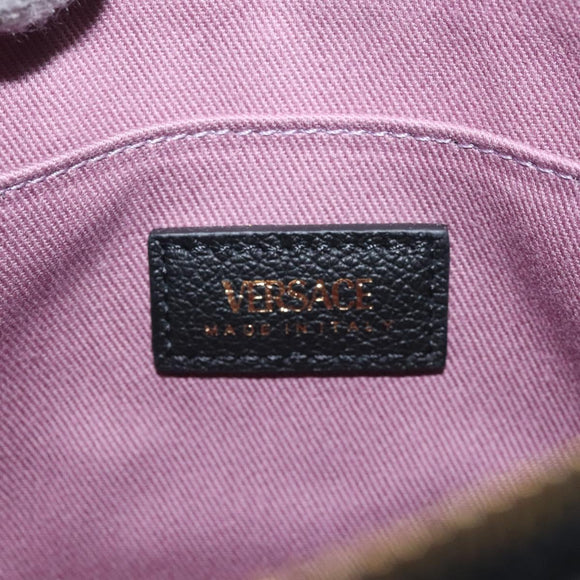 VERSACE Shoulder Bag Leather Black Gold Auth 130266