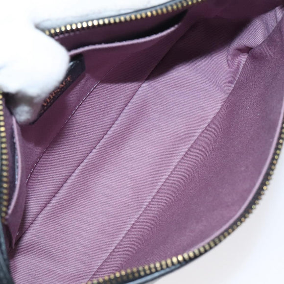 VERSACE Shoulder Bag Leather Black Gold Auth 130266