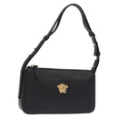 VERSACE Shoulder Bag Leather Black Gold Auth 130266-1