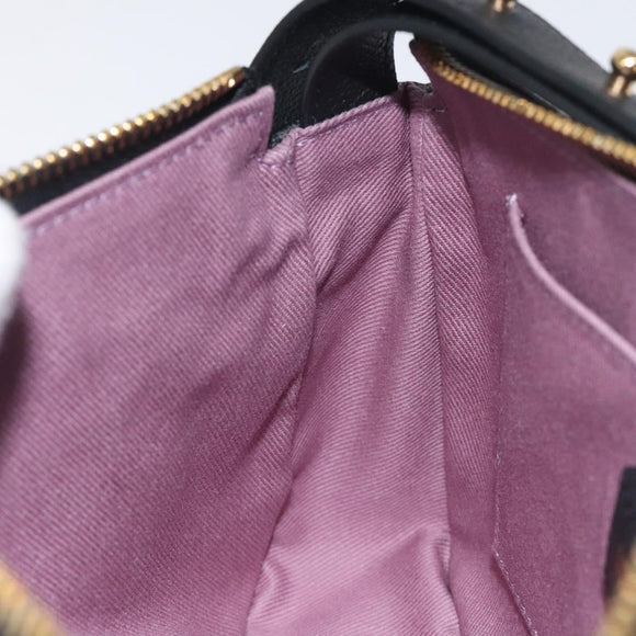 VERSACE Shoulder Bag Leather Black Gold Auth 130266