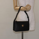 VERSACE Shoulder Bag Leather Black Gold Auth 130266-23