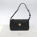 VERSACE Shoulder Bag Leather Black Gold Auth 130266-12