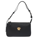 VERSACE Shoulder Bag Leather Black Gold Auth 130266-13