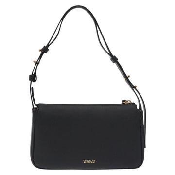 VERSACE Shoulder Bag Leather Black Gold Auth 130266 - 0