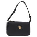 VERSACE Shoulder Bag Leather Black Gold Auth 130267-1