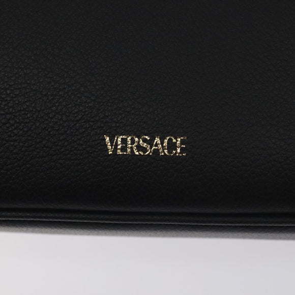 VERSACE Shoulder Bag Leather Black Gold Auth 130267