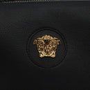 VERSACE Shoulder Bag Leather Black Gold Auth 130267-19