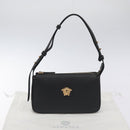 VERSACE Shoulder Bag Leather Black Gold Auth 130267-12