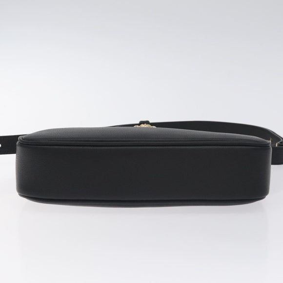 VERSACE Shoulder Bag Leather Black Gold Auth 130267