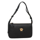 VERSACE Shoulder Bag Leather Black Gold Auth 130268-1