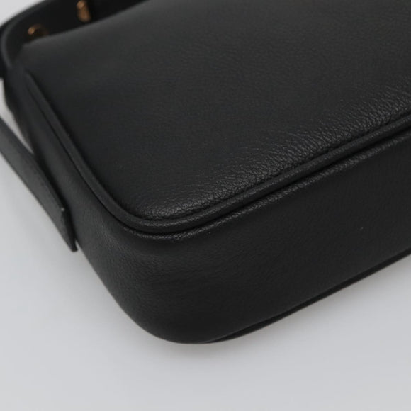 VERSACE Shoulder Bag Leather Black Gold Auth 130268