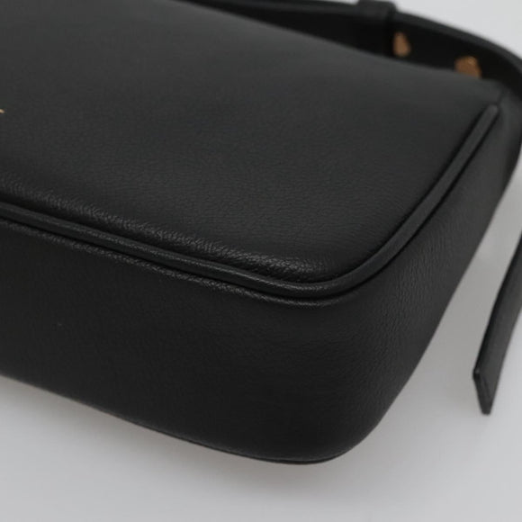 VERSACE Shoulder Bag Leather Black Gold Auth 130268