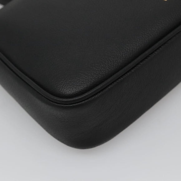 VERSACE Shoulder Bag Leather Black Gold Auth 130268