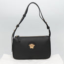 VERSACE Shoulder Bag Leather Black Gold Auth 130268-12