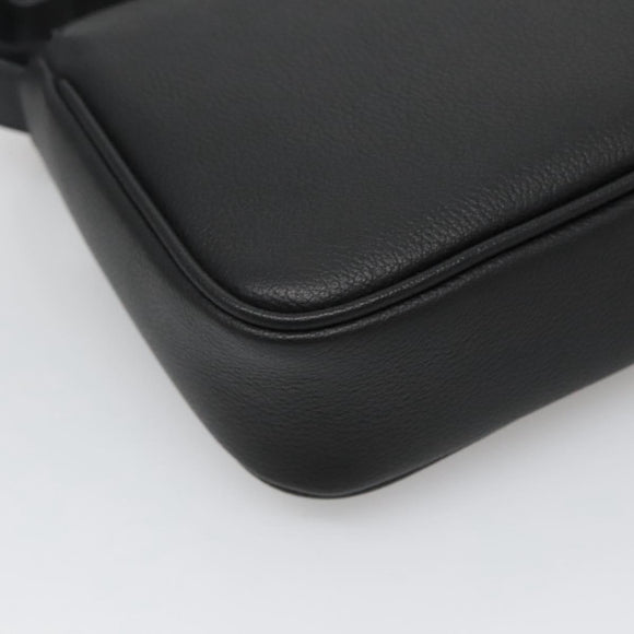 VERSACE Shoulder Bag Leather Black Gold Auth 130270