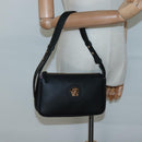 VERSACE Shoulder Bag Leather Black Gold Auth 130270-22