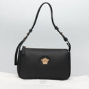 VERSACE Shoulder Bag Leather Black Gold Auth 130270-12