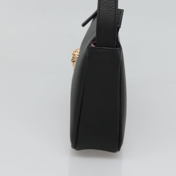 VERSACE Shoulder Bag Leather Black Gold Auth 130270