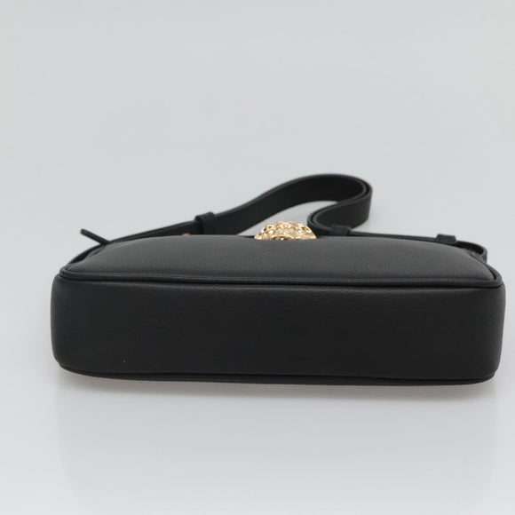 VERSACE Shoulder Bag Leather Black Gold Auth 130270