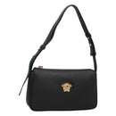 VERSACE Shoulder Bag Leather Black Gold Auth 130271-1