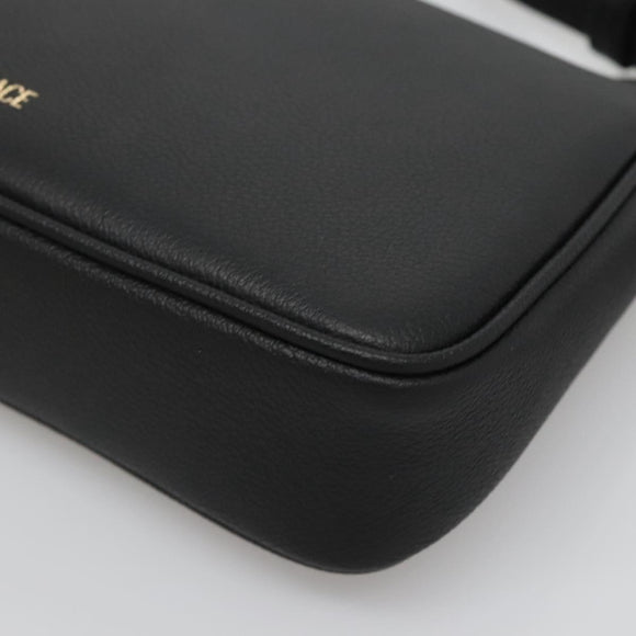 VERSACE Shoulder Bag Leather Black Gold Auth 130271