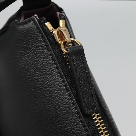 VERSACE Shoulder Bag Leather Black Gold Auth 130271