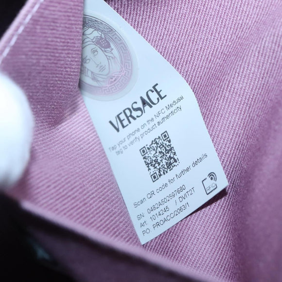 VERSACE Shoulder Bag Leather Black Gold Auth 130271