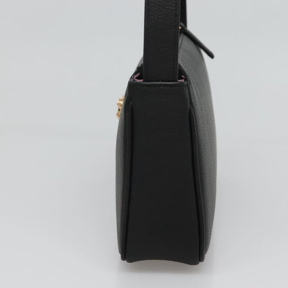 VERSACE Shoulder Bag Leather Black Gold Auth 130271
