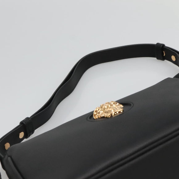 VERSACE Shoulder Bag Leather Black Gold Auth 130271