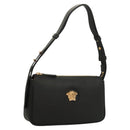 VERSACE Shoulder Bag Leather Black Gold Auth 130273-1