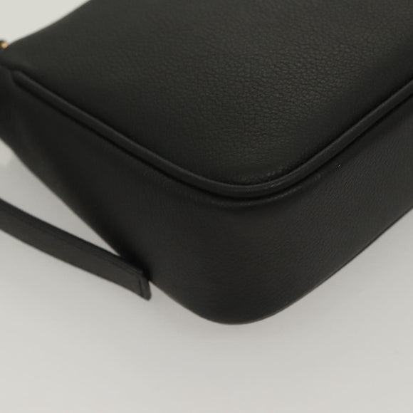 VERSACE Shoulder Bag Leather Black Gold Auth 130273