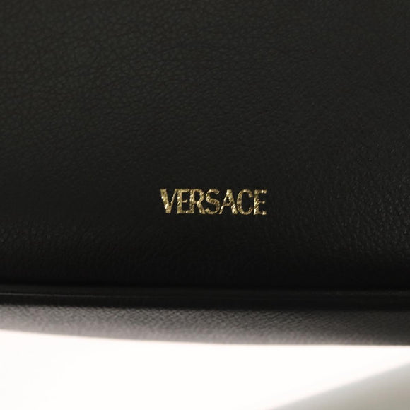 VERSACE Shoulder Bag Leather Black Gold Auth 130273