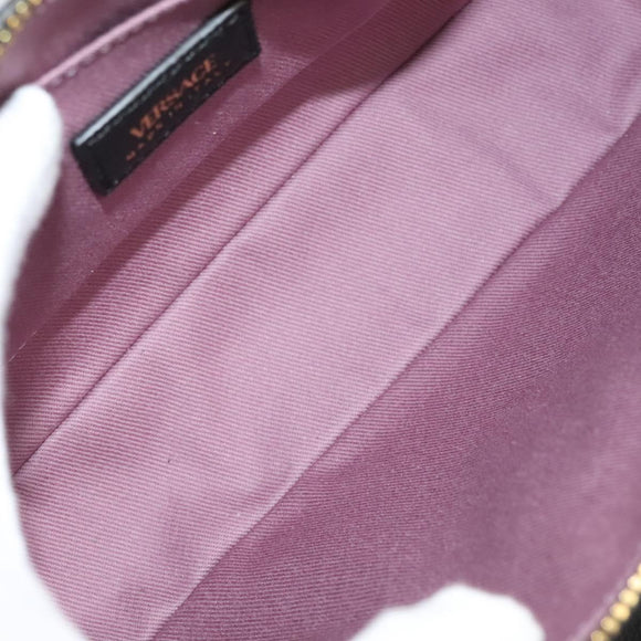 VERSACE Shoulder Bag Leather Black Gold Auth 130273