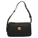 VERSACE Shoulder Bag Leather Black Gold Auth 130273-13