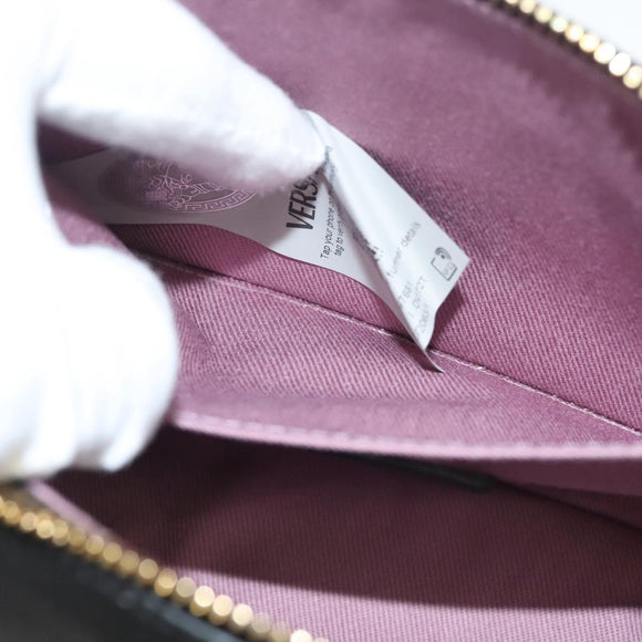 VERSACE Shoulder Bag Leather Black Gold Auth 130273