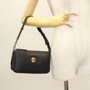 VERSACE Shoulder Bag Leather Black Gold Auth 130273-24