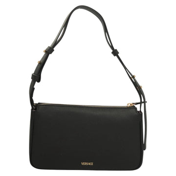 VERSACE Shoulder Bag Leather Black Gold Auth 130273 - 0