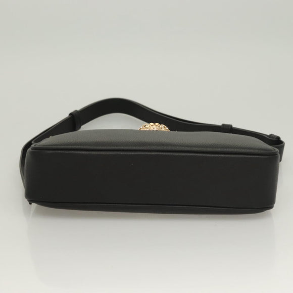 VERSACE Shoulder Bag Leather Black Gold Auth 130273