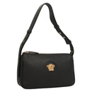 VERSACE Shoulder Bag Leather Black Gold Auth 130274-1